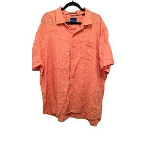 Tommy Bahama Men's Orange Short Sleeve Button-Up Shirt 100% Linen Size 3XL